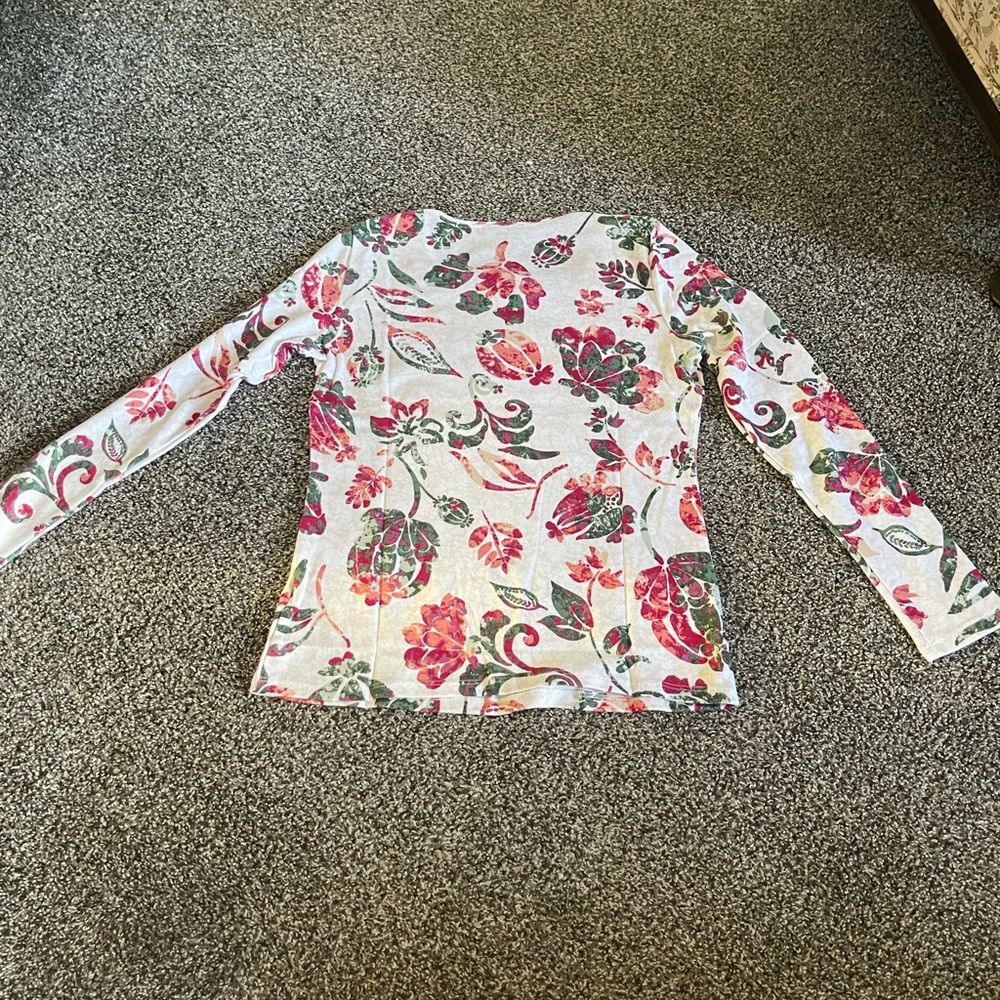 New Style & Co Printed White with fall tones Scoop-Neck Knit Long Sleeve Top XS - Picture 12 of 12